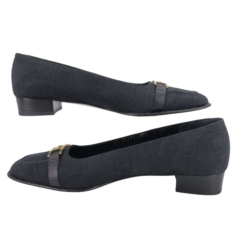 Salvatore Ferragamo Italy Womens 8AA Black Signature Gancini Dress Shoe Pumps - Picture 5 of 11